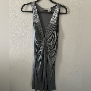 WOMENS GRAY RHINESTONE DRESS